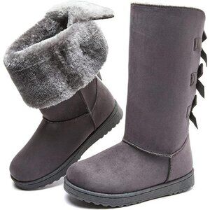 Women's Mid-Calf Winter Snow Boots Warm Fur Boots Wide Calf Slip on Boot